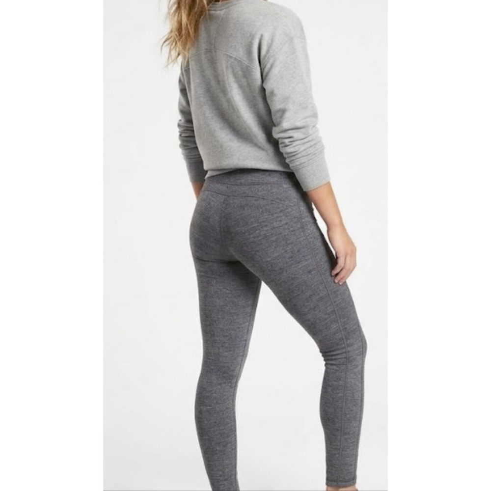 Athleta Altitude Tight Fleece Lined Heather Grey Leggings Small High Rise Pocket